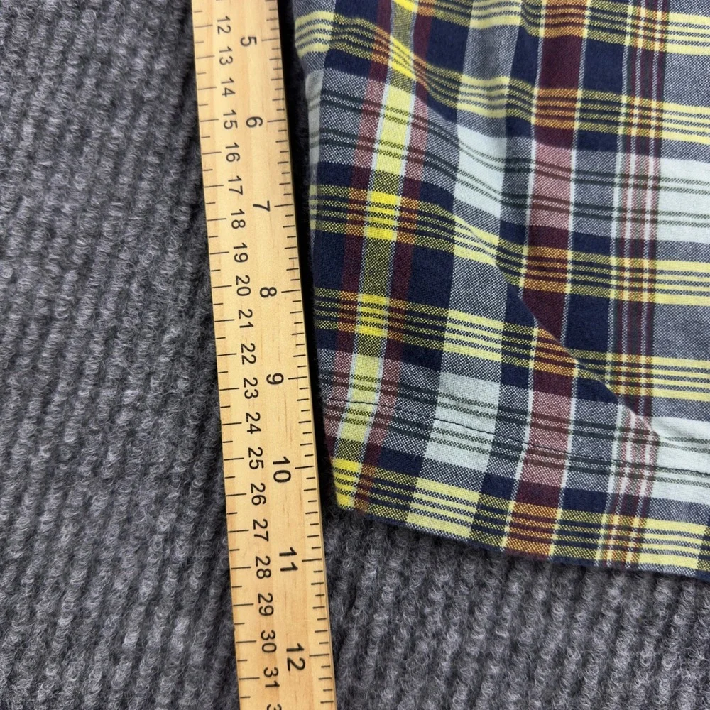 Brooks Brothers 346 Mens Plaid Cotton Chino Shorts Navy Yellow Burgundy‎ Size 42